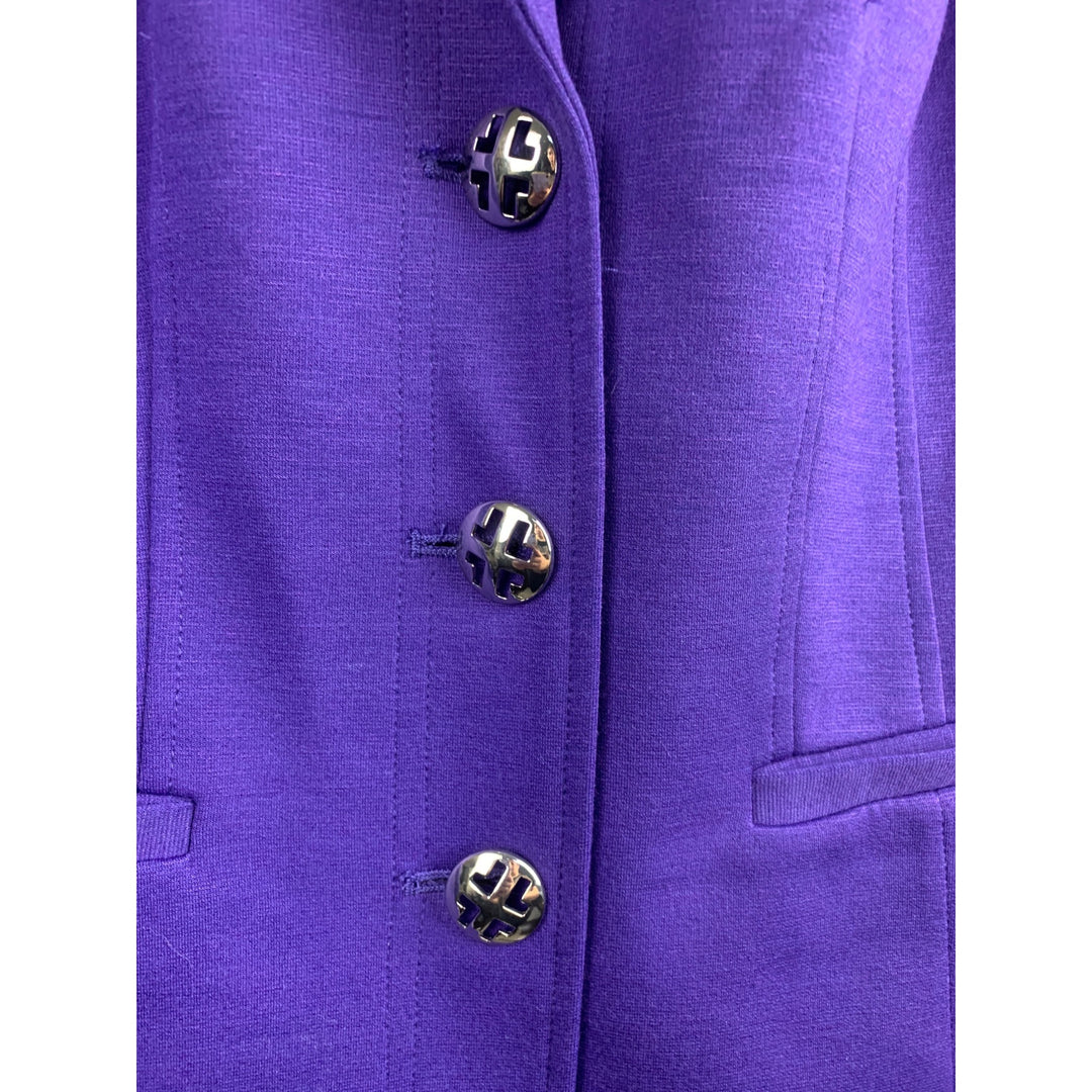 Linea By Louis DellOlio XS Purple Blazer Jacket With Silver Buttons