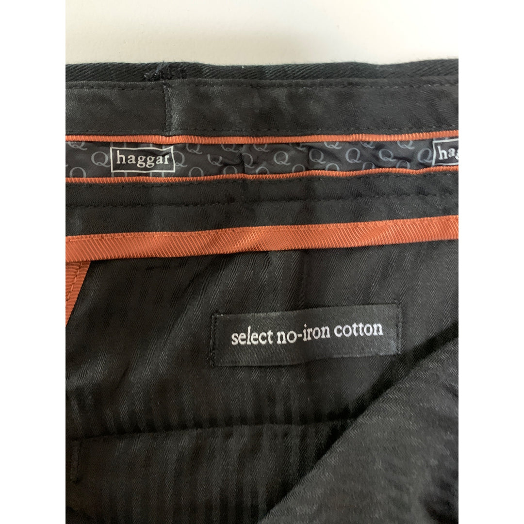 Haggar Mens Select No-Iron Cotton Pants 38 X 29 Black