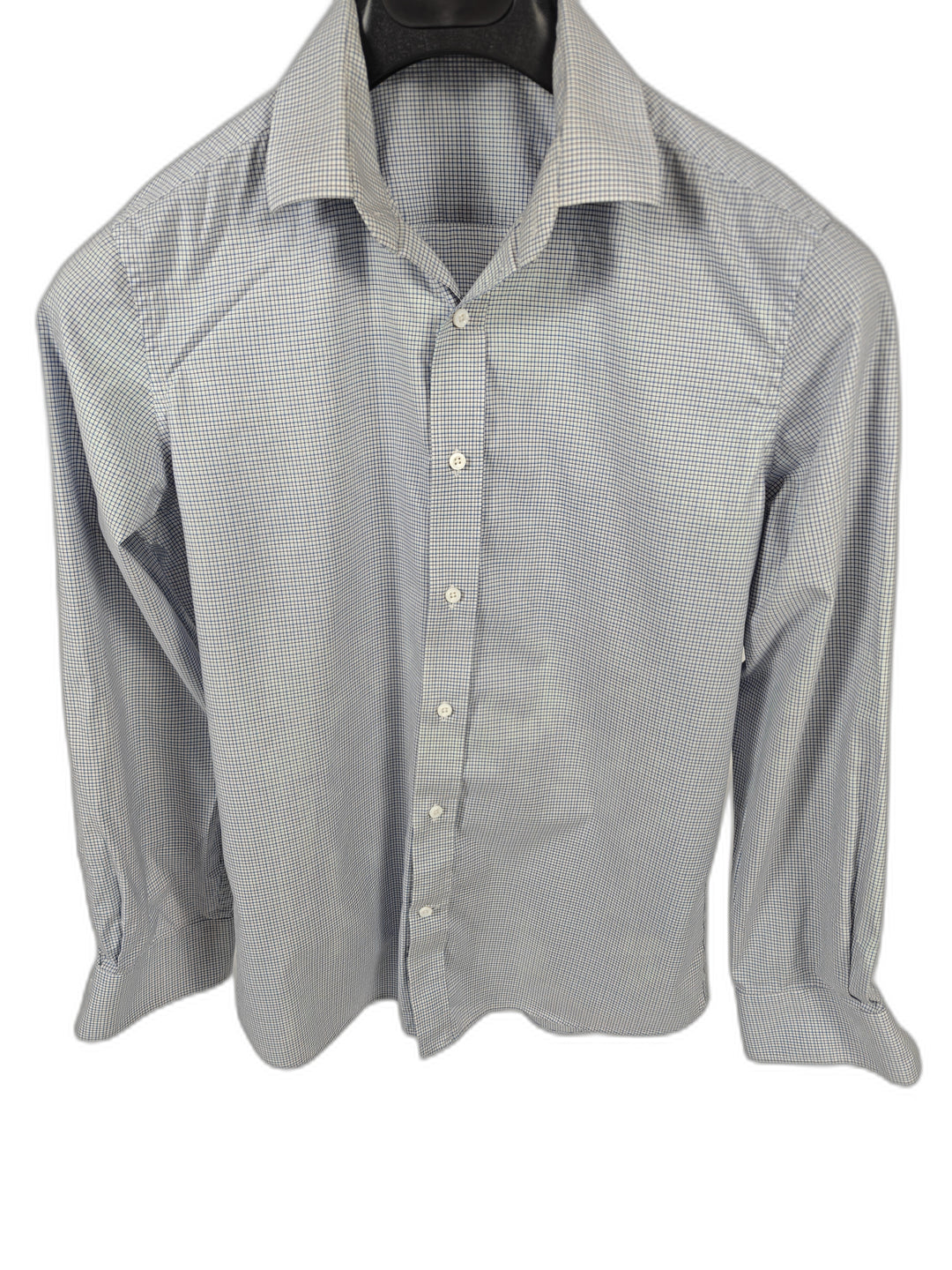 Mens BSG Dress Shirt White Blue Check Size Unknown