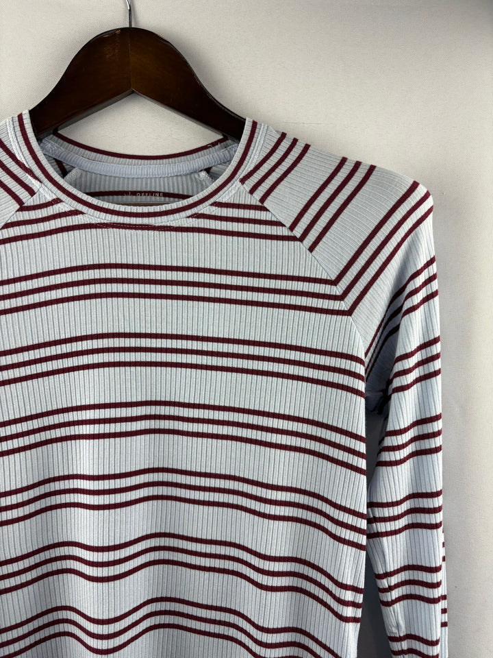 Women’s Offline by Aerie Small Sky Blue Long Sleeve w/ Red Stripes