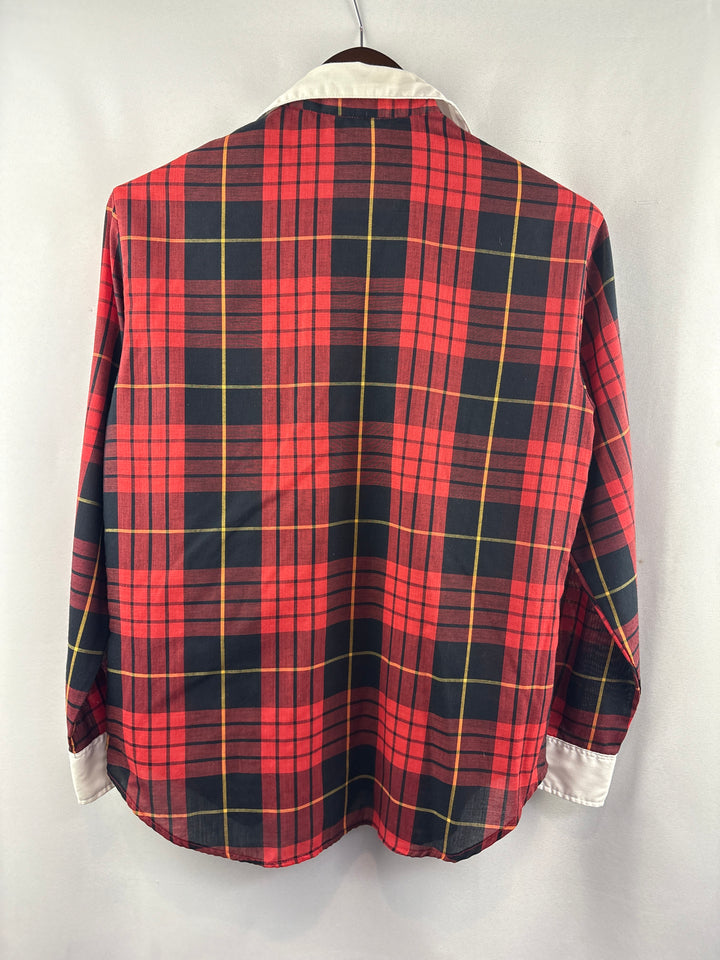 Women’s Sears Size 8 Red &amp; Black Plaid Button Up