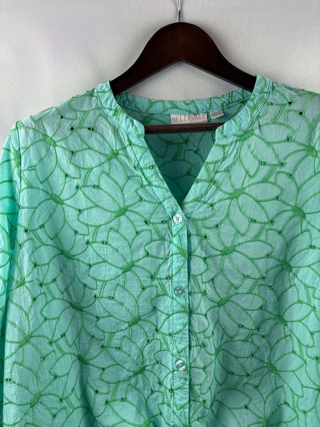 Women’s Bellisima XL Aqua w/ Green Florals Blouse
