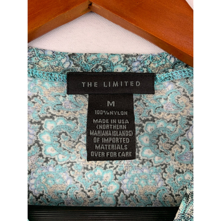 The Limited Womens M Teal Paisley Short Sleeve
