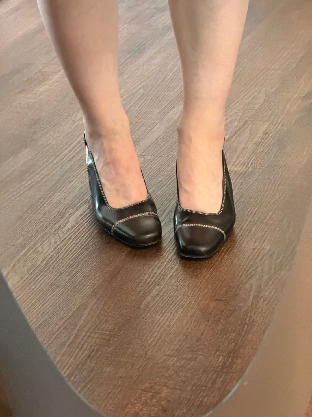 Vintage Anne Klein Brown Leather Slingback Heels Size 8