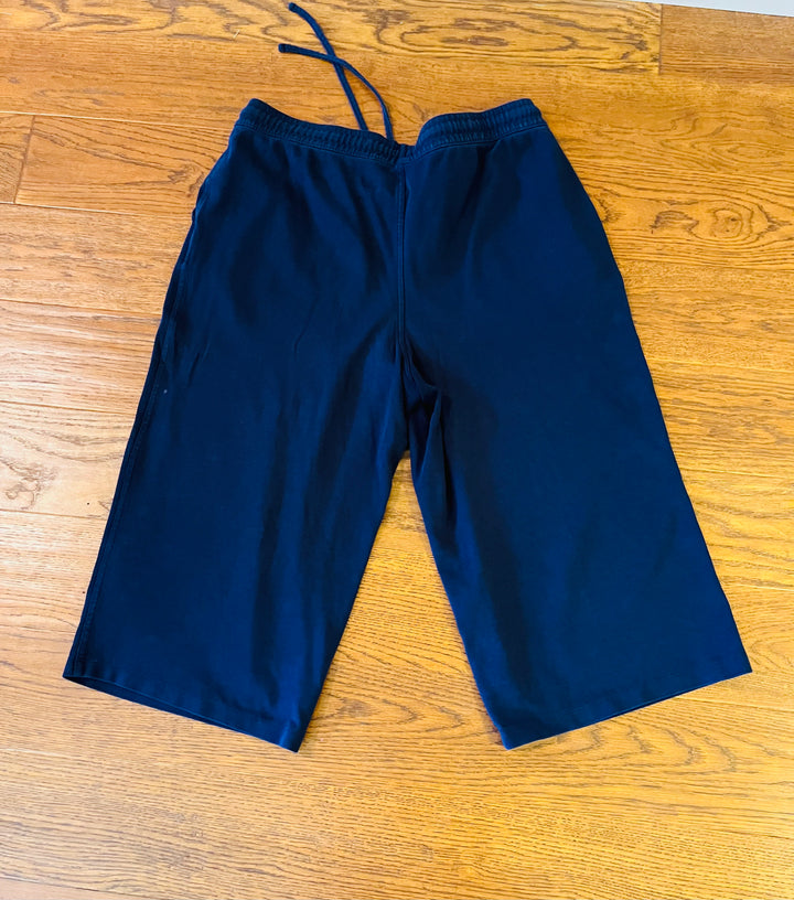 Lands’ End Sport Knit Cropped Pants Women’s Large Navy Pull-On Stretch Casual