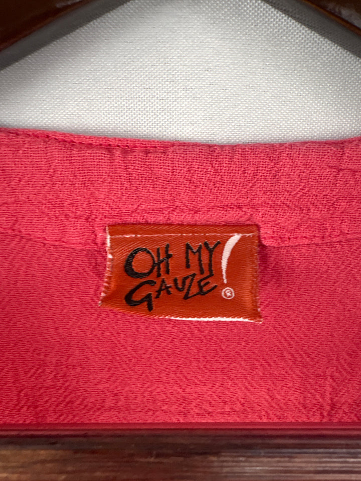 Women’s Oh My Gauze! XL Bright Salmon Short Sleeve Blouse