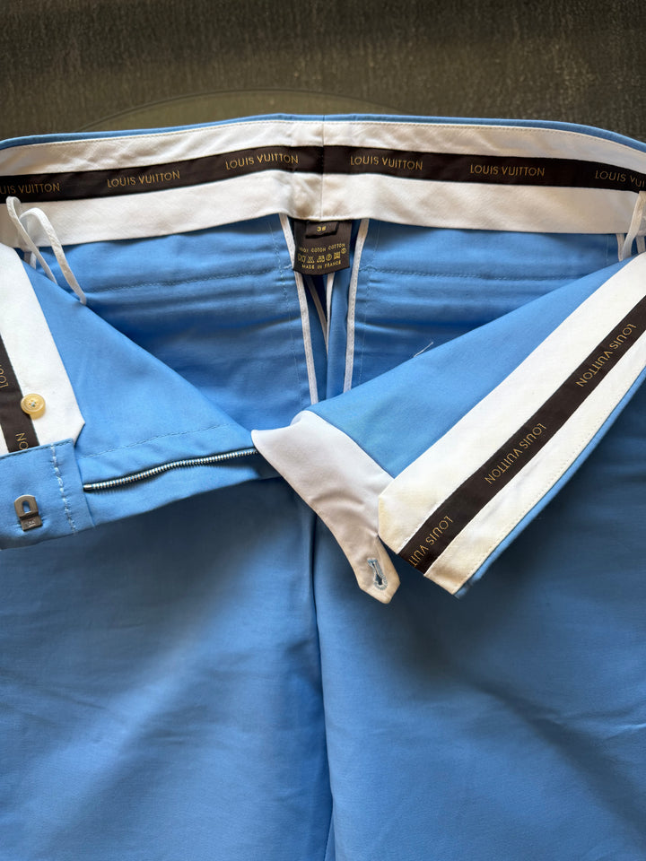 Vintage Louis Vuitton Marc Jacobs Era Blue Contrast Stitch Wide Leg Pants Size 38