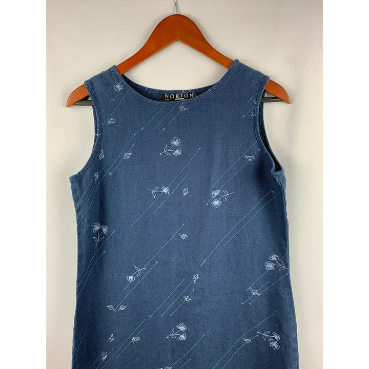 Norton Studio Petite Sleeveless Blue Linen Maxi Dress
