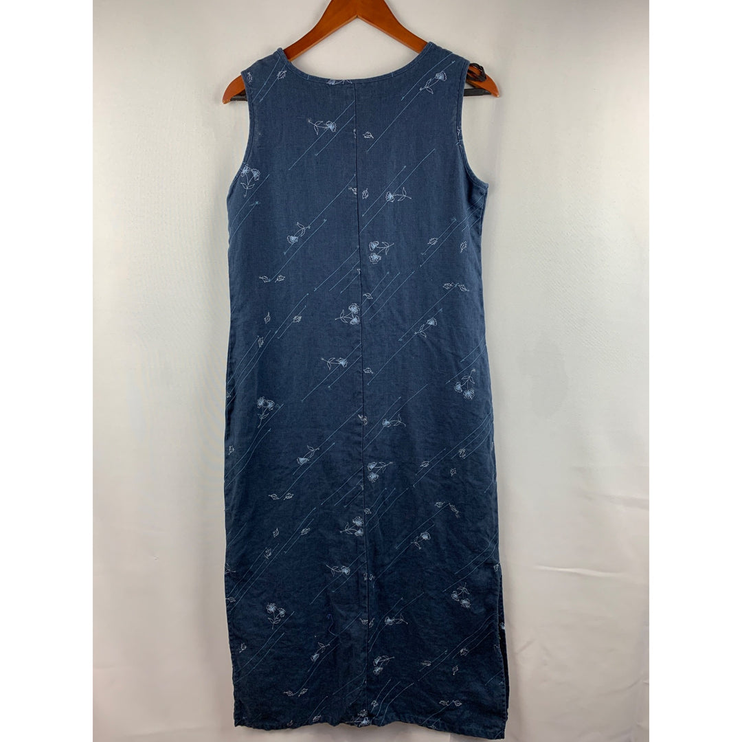Norton Studio Petite Sleeveless Blue Linen Maxi Dress