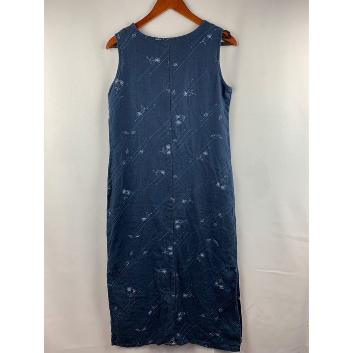 Norton Studio Petite Sleeveless Blue Linen Maxi Dress