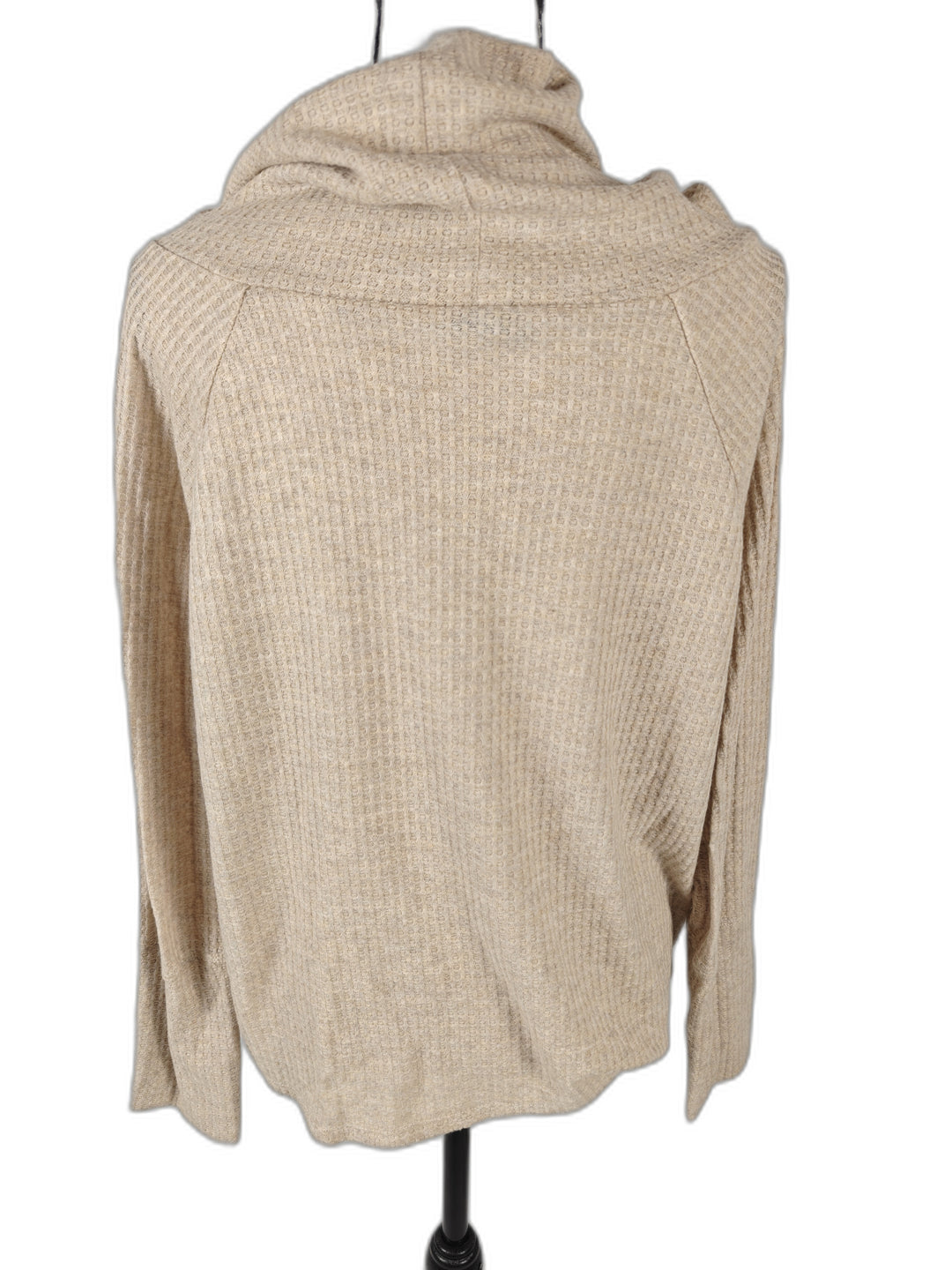 Women’s Bobeau Cowl Neck Waffle Knit Sweater Beige Size M