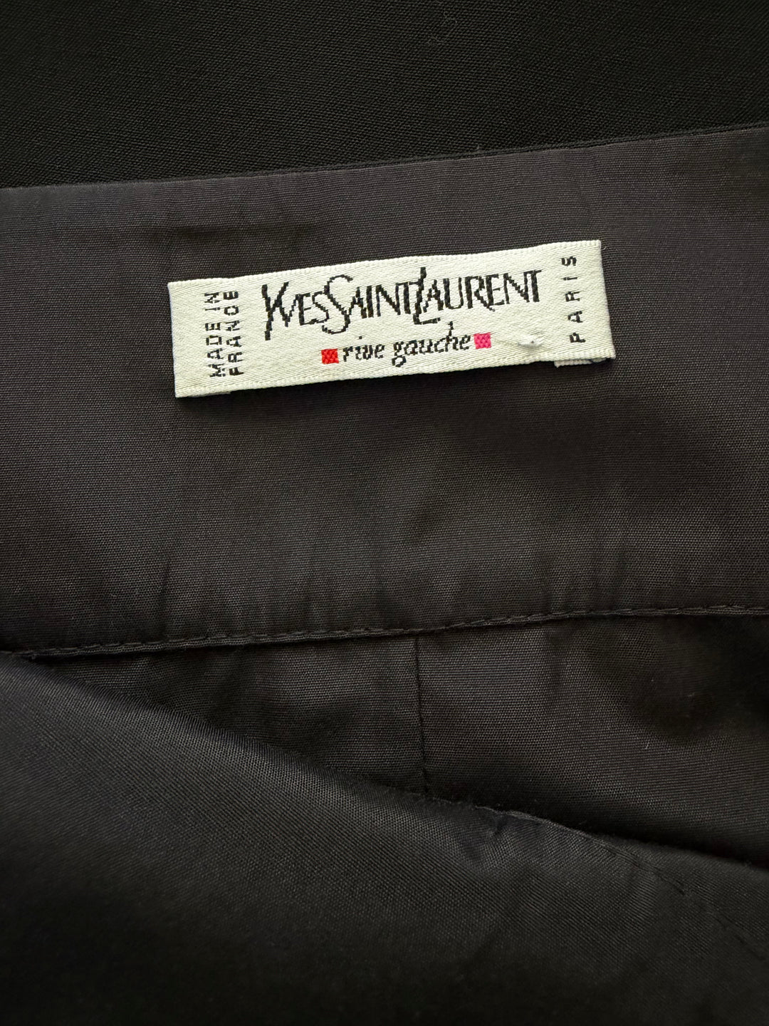 Yves Saint Laurent Rive Gauche Wool High Low Asymmetric Midi Skirt Black FR 38