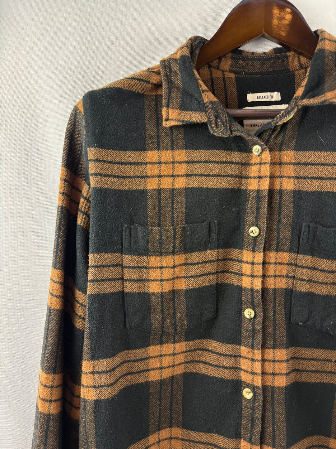 Women’s Thread & Supply Large Brown & Black Plaid Flannel