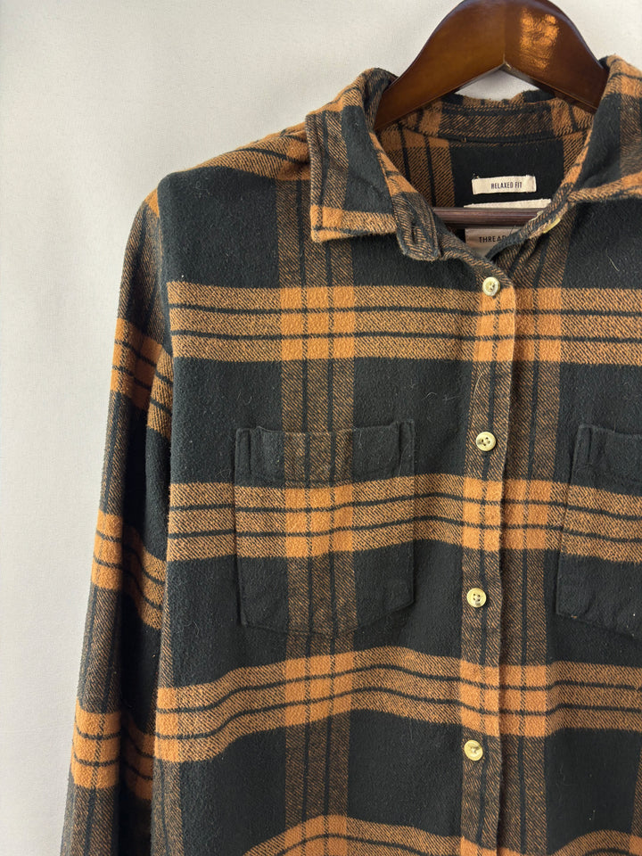 Women’s Thread & Supply Large Brown & Black Plaid Flannel