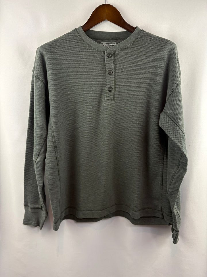 Men’s American Eagle Medium Charcoal Gray Long Sleeve Henley