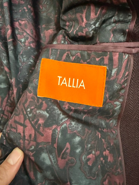 Tallia Lord &amp; Taylor Burgundy &amp; Black Herringbone Knit Blazer 40R-42R