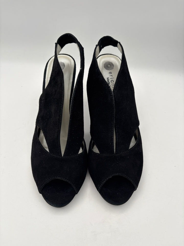 Women’s Eric Michael Size 8.5 Black Suede Slingback Pumps