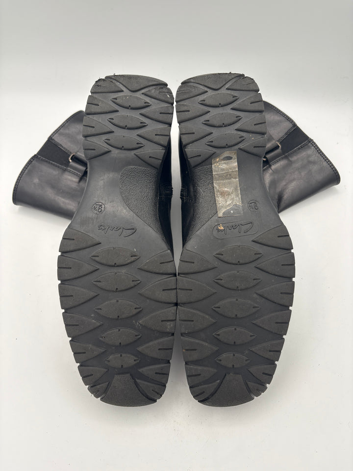 Women’s Clark’s Size 9.5 Black Leather Calf Flat Boots