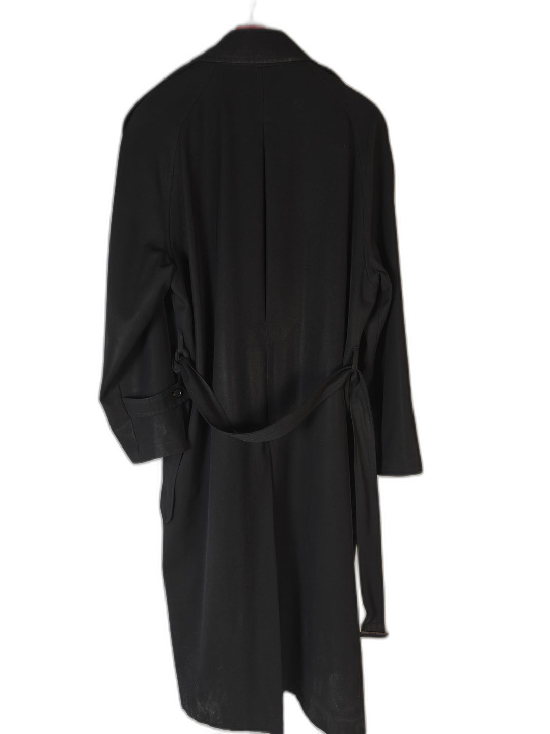 Men's Bachrach Trench Coat Black Virgin Wool Size 44