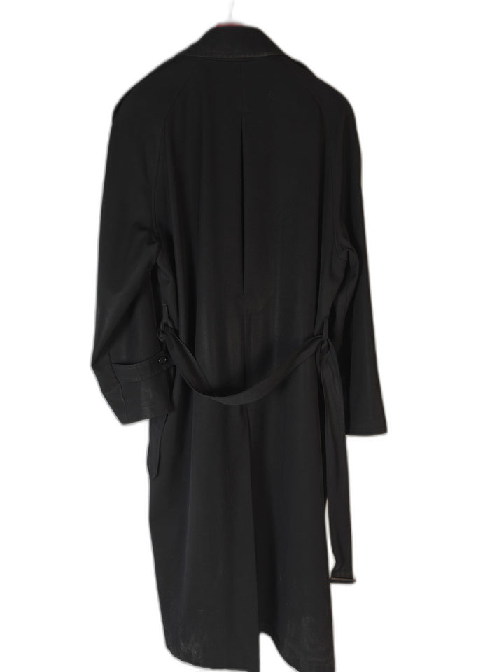 Men's Bachrach Trench Coat Black Virgin Wool Size 44