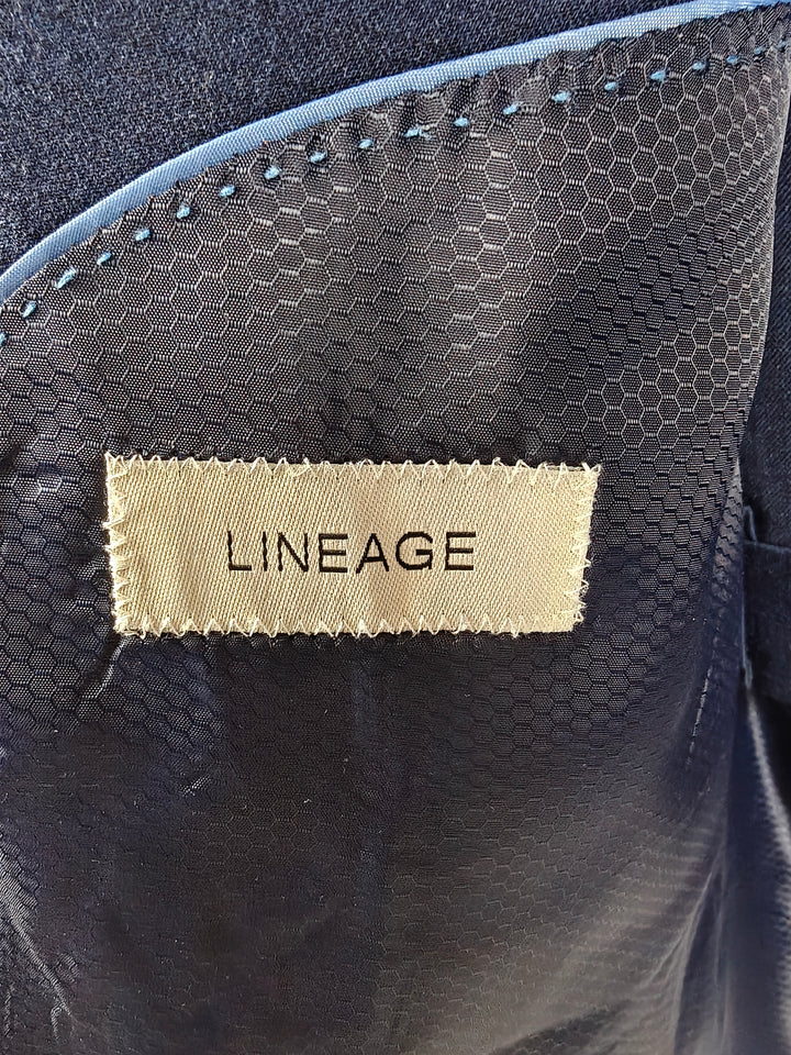 Lineage Men's Blue 2 Piece Suit 42R Blazer & Dress Pants Stretch Classic Fit