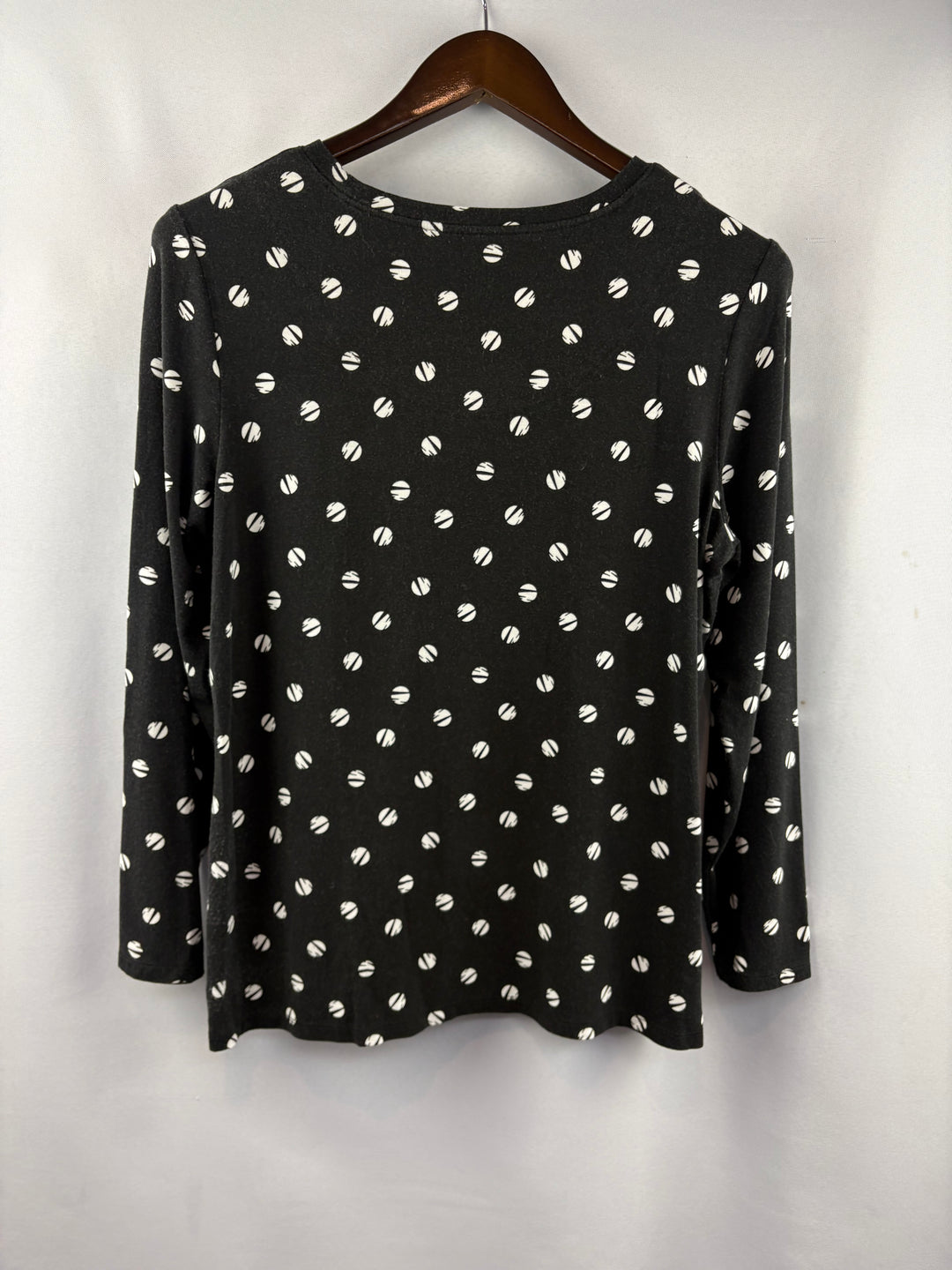 Women’s Chico’s Large Black w/ White Polka Dot Blouse