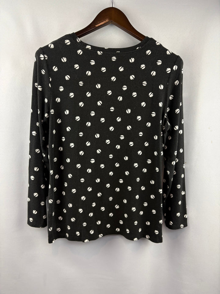 Women’s Chico’s Large Black w/ White Polka Dot Blouse