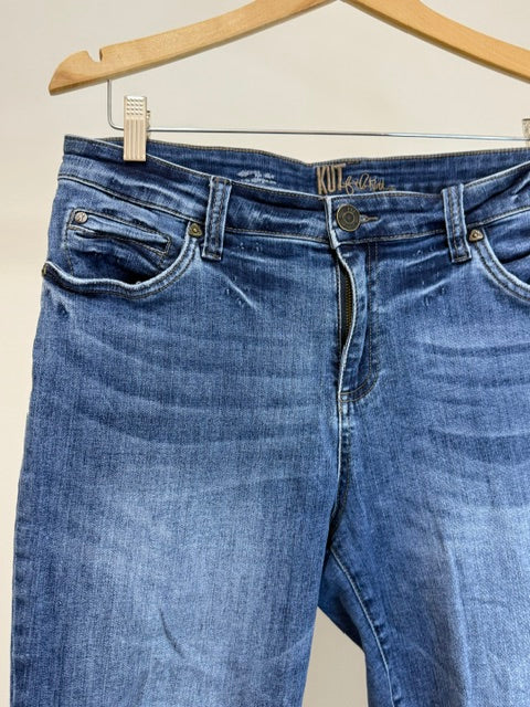 Kut From The Kloth Mid Rise Skinny Jeans Distressed Raw Hem Sz33/14