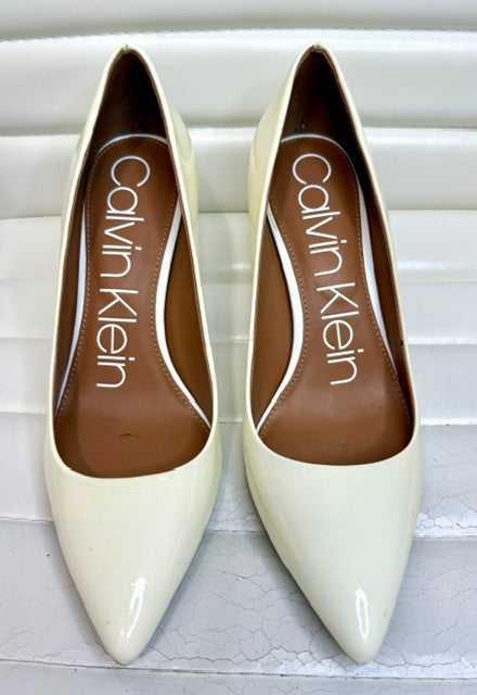 Calvin Klein Cream Patent Leather Pumps Sz7