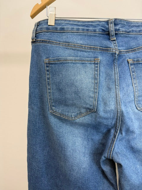 Nine West Super Skinny Jeans Distressed Medium Wash Sz12 / 34