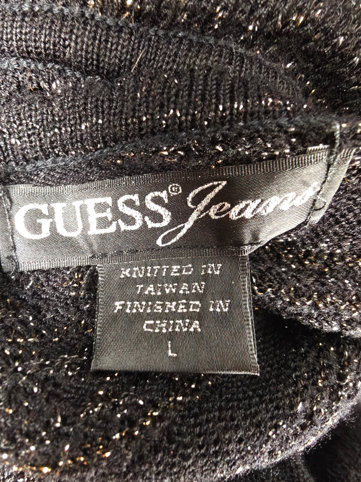 Women Guess Jeans Sweater Dress Black Gold Size L