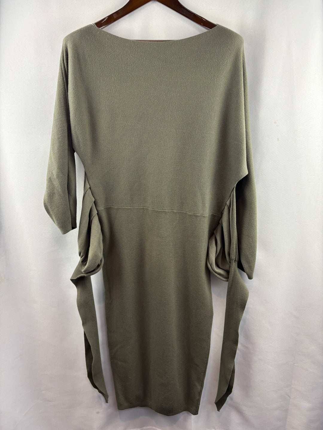 Women’s Mable Medium Olive Green Midi Tie Dress