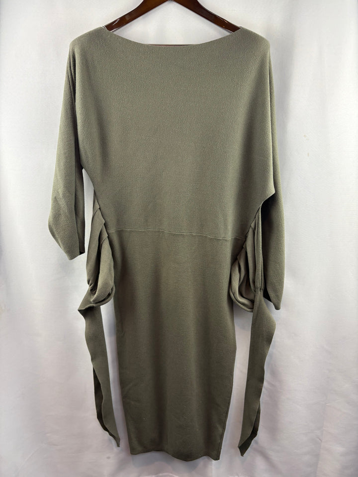 Women’s Mable Medium Olive Green Midi Tie Dress