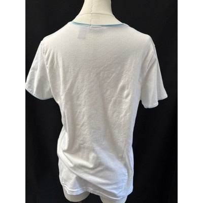 Women’s IZOD White Stretch Tee w/Light Blue accents Sz L