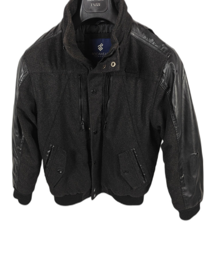 Boys Rocawear Classic Bomber Jacket Black Gray Size L 14/16