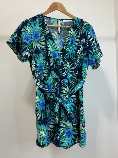 Reoria Tropical Floral Romper SzXL