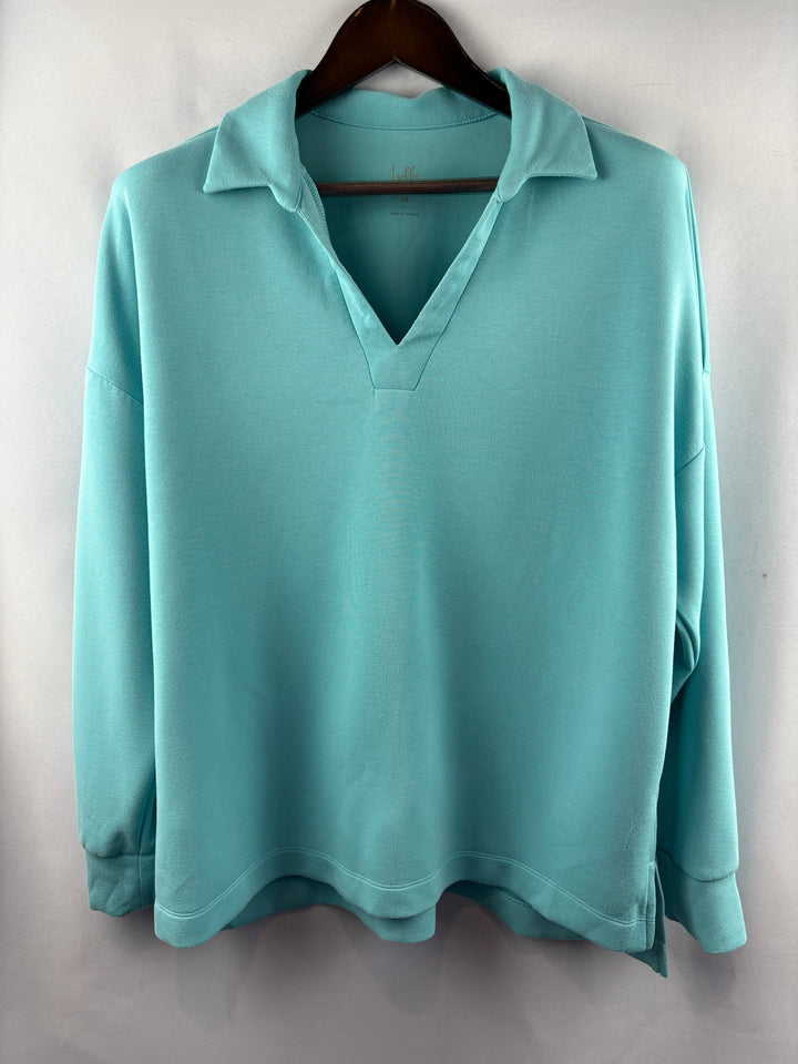 Women’s Belle by Kim Gravel Large Aqua Long Sleeve Shirt