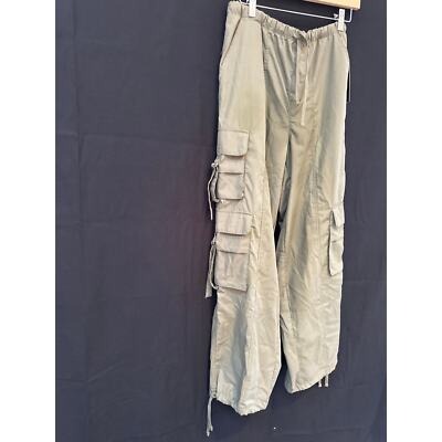 Love Mood L Olive Cargo Pants Elastic Waist & Ankle Drawstrings