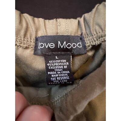 Love Mood L Olive Cargo Pants Elastic Waist & Ankle Drawstrings