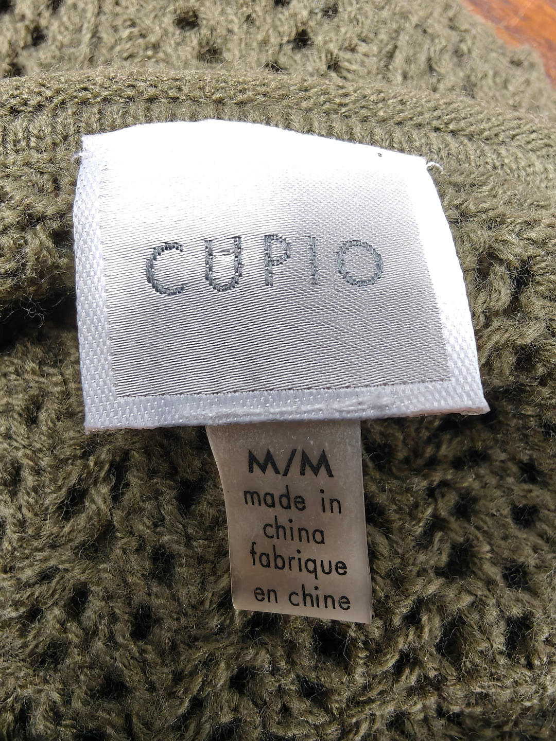 Women’s Cupio Open Knit Crochet Sweater Olive Green Size M/M