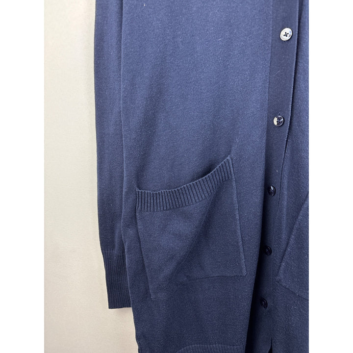 D & Co. Navy Blue Long Cardigan Sweater XS Petite