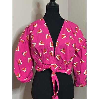 Color Me Courtney Crop Wrap Blouse Pink Size SM