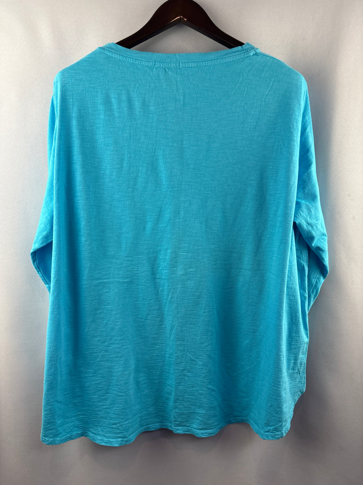 Women’s Fresh Produce Size 2X Bright Blue Long Sleeve Top