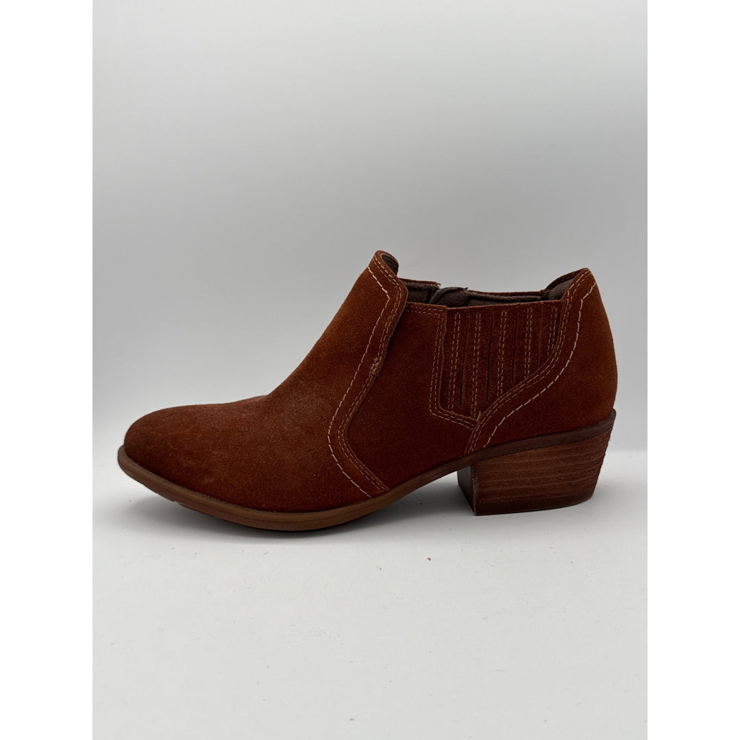 Earth Origins Womens Suede Ankle Boots With Side Zipper Closure In Brown Sz 7.5