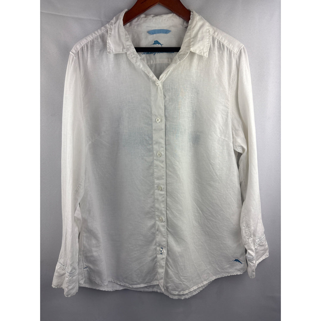 Tommy Bahama White Long Sleeve Button-Up Shirt M
