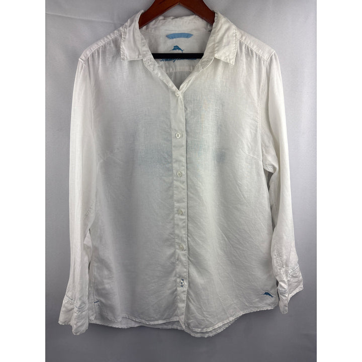 Tommy Bahama White Long Sleeve Button-Up Shirt M