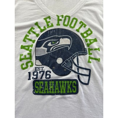 Vintage Seahawks V-Neck Tee Shirt Size SM.