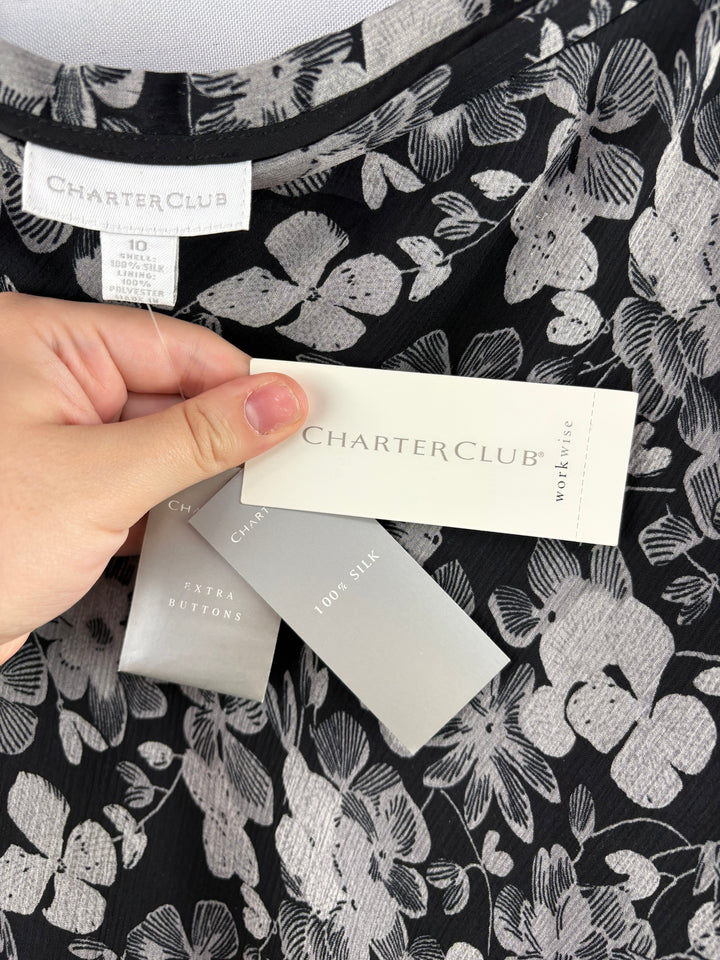 Women’s Charter Club Size 10 Black & Gray Floral Wrap Skirt