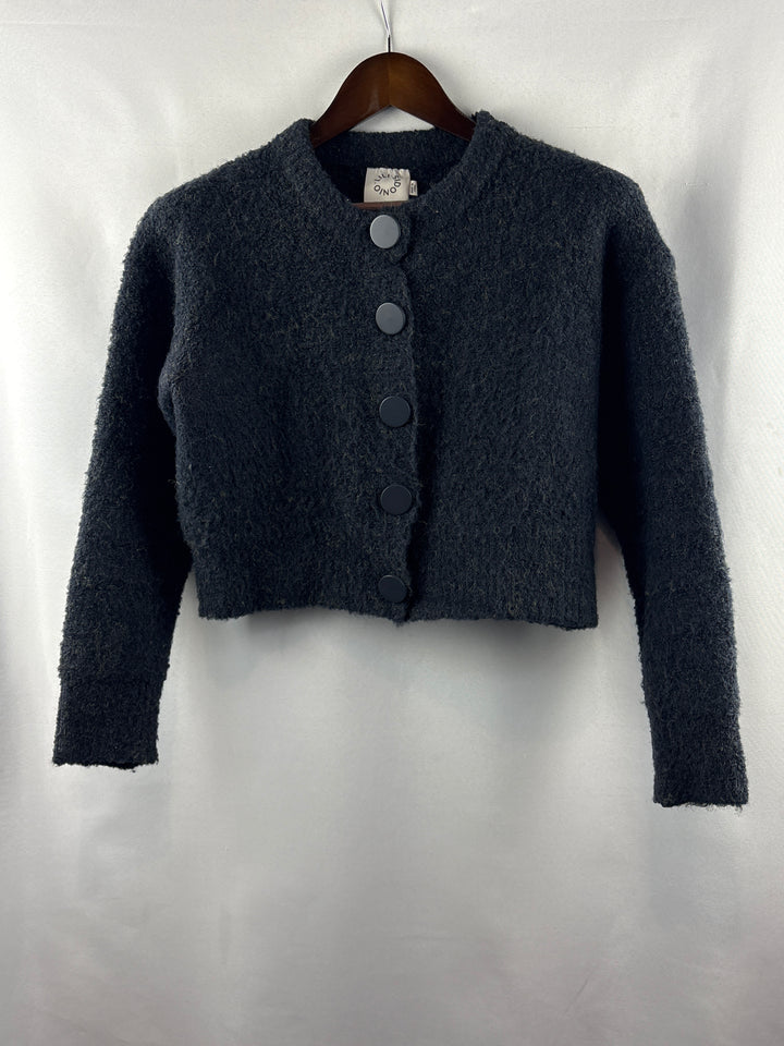 Women’s Lili Sidonio Medium Black Knit Cropped Cardigan