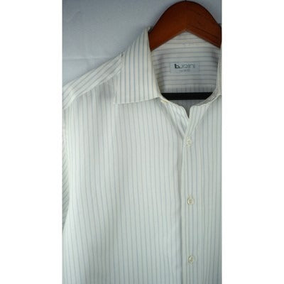 Men’s Burini Heather Grey Striped Cotton Dress Shirt Sz 40/15